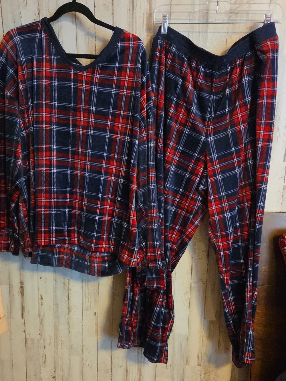 Nautica Red and Navy Plaid Women's Pajama Set
